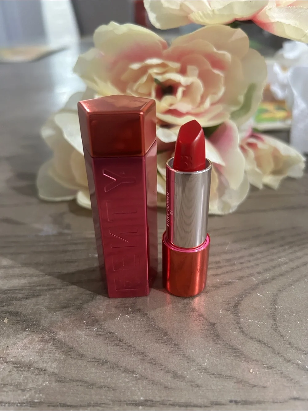Red Satin Lipstick - Vibrant Red Shade kissin kutie